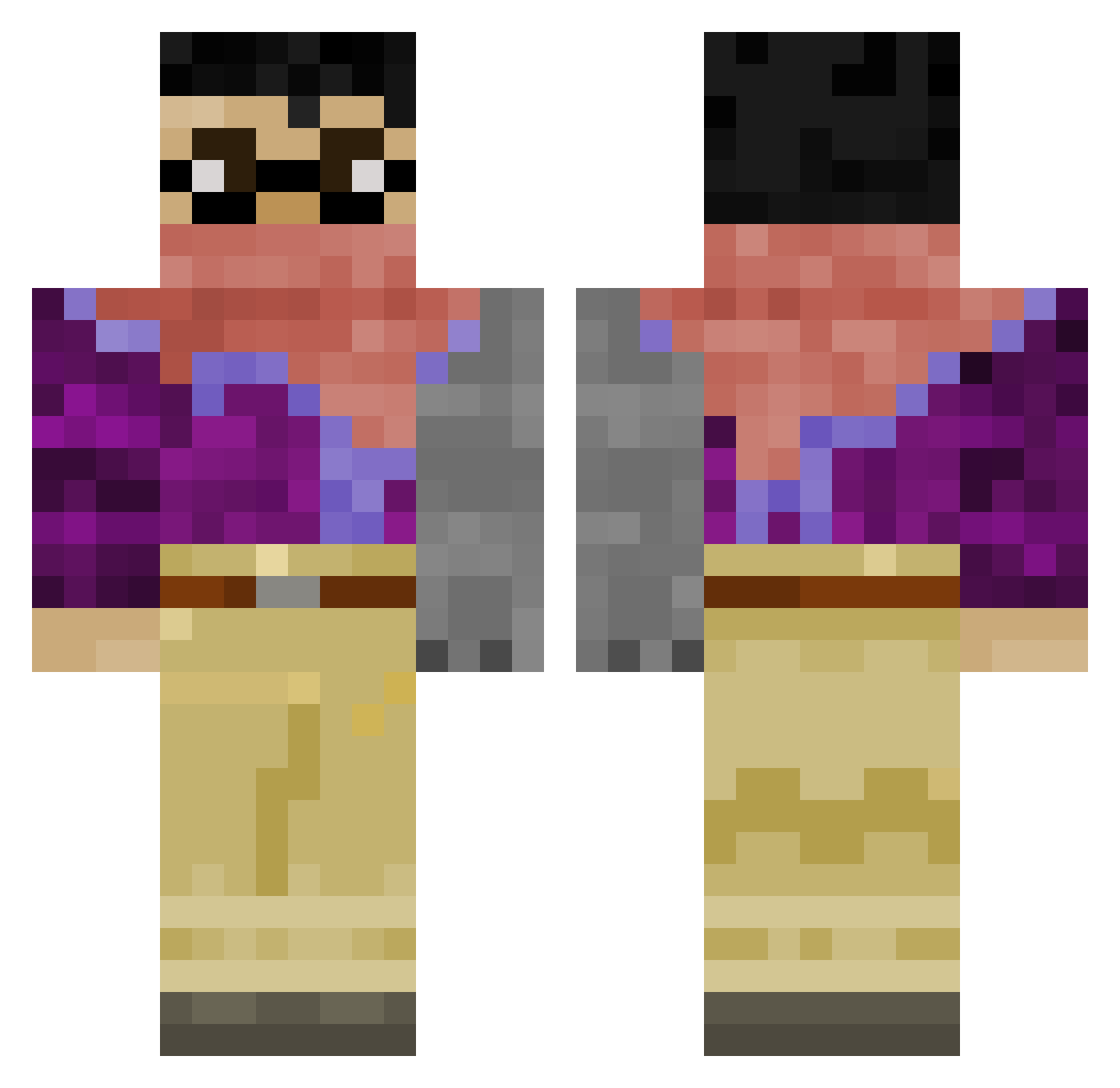 Kafukah Minecraft skin, front and back view