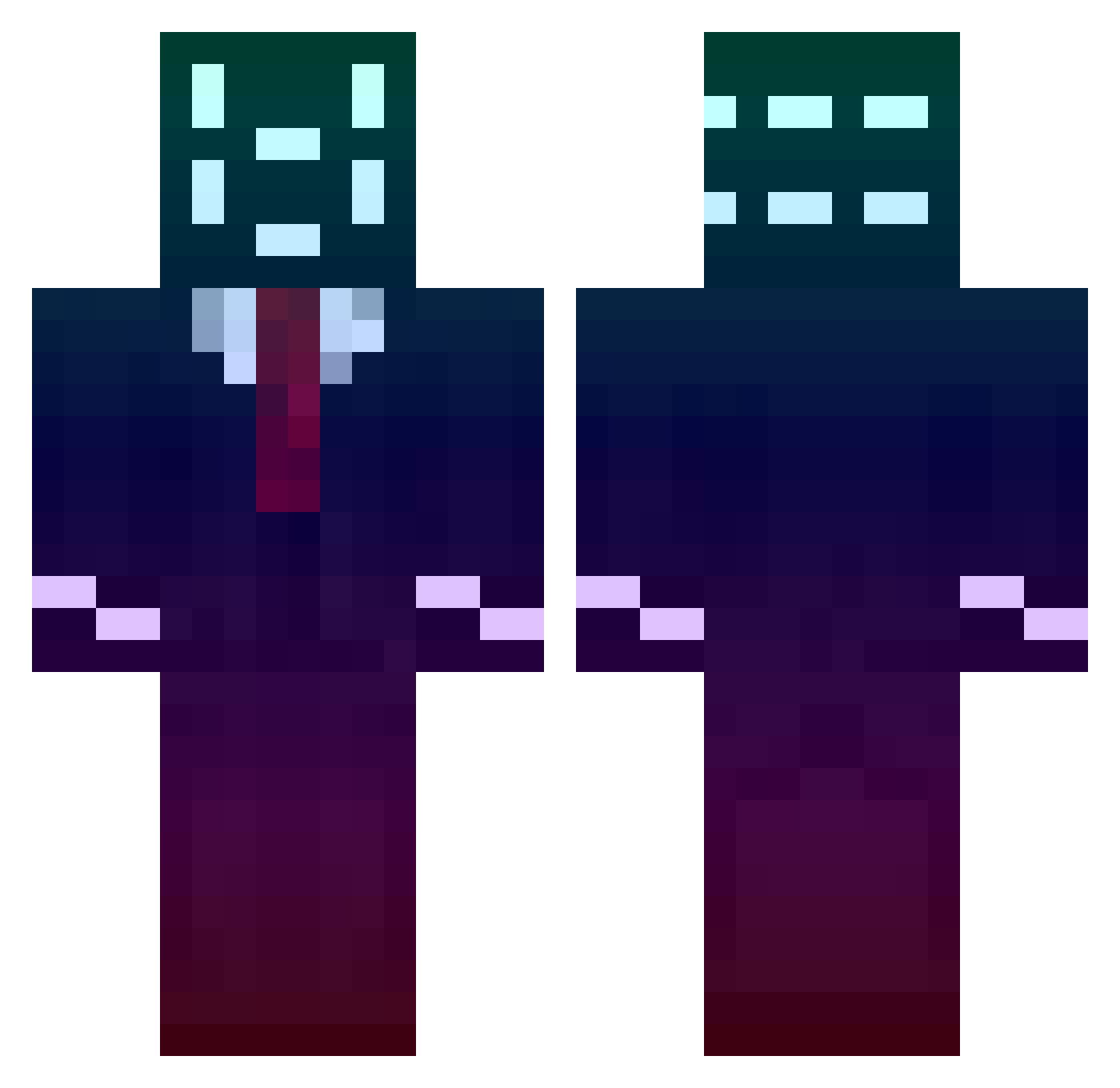 Sputvania Minecraft skin, front and back view