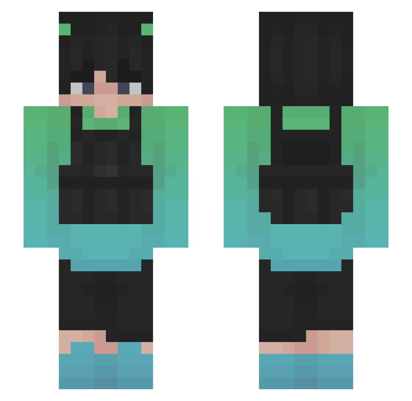 sassongoku Minecraft skin, front and back view