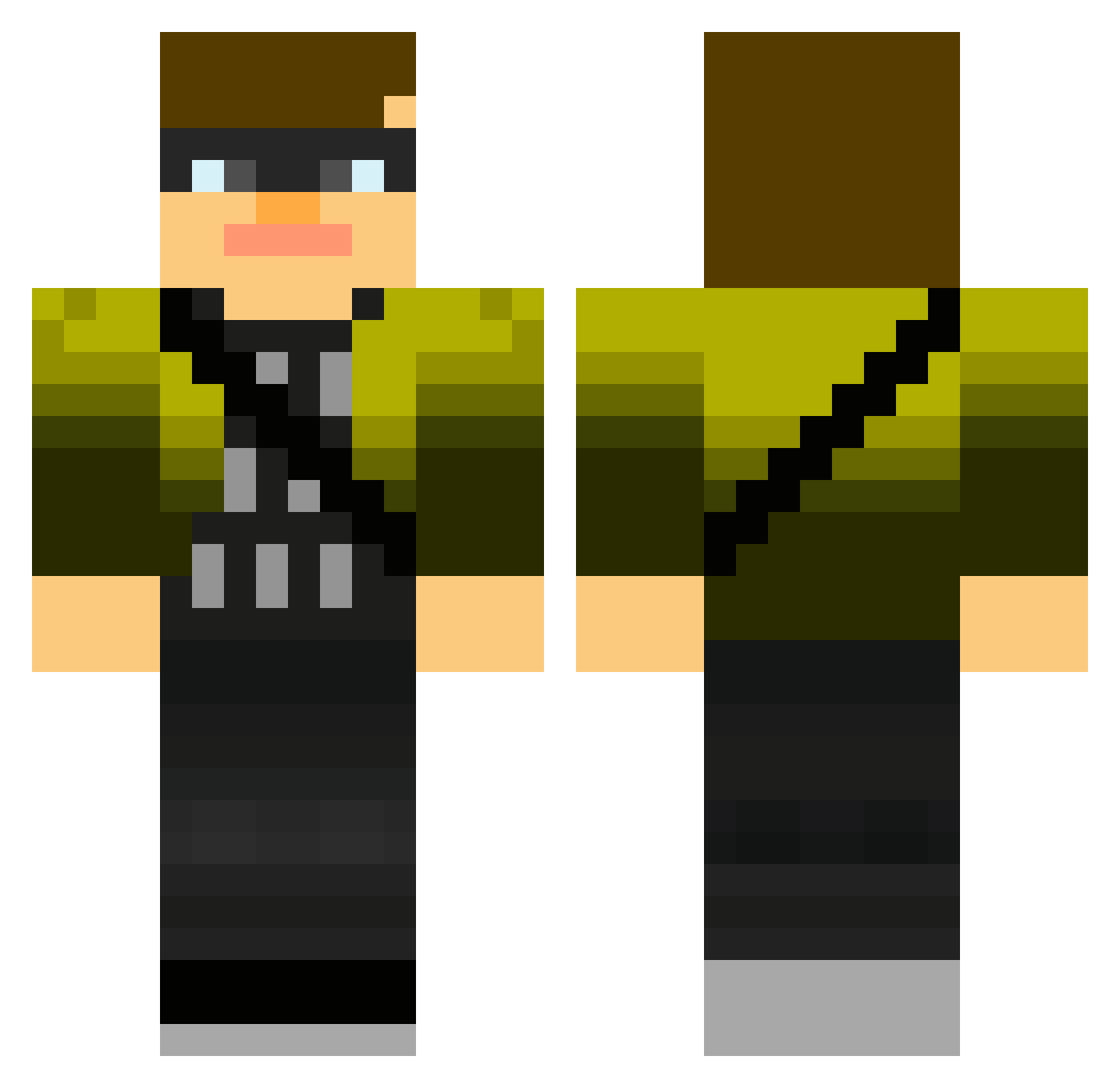 brutalist Minecraft skin, front and back view