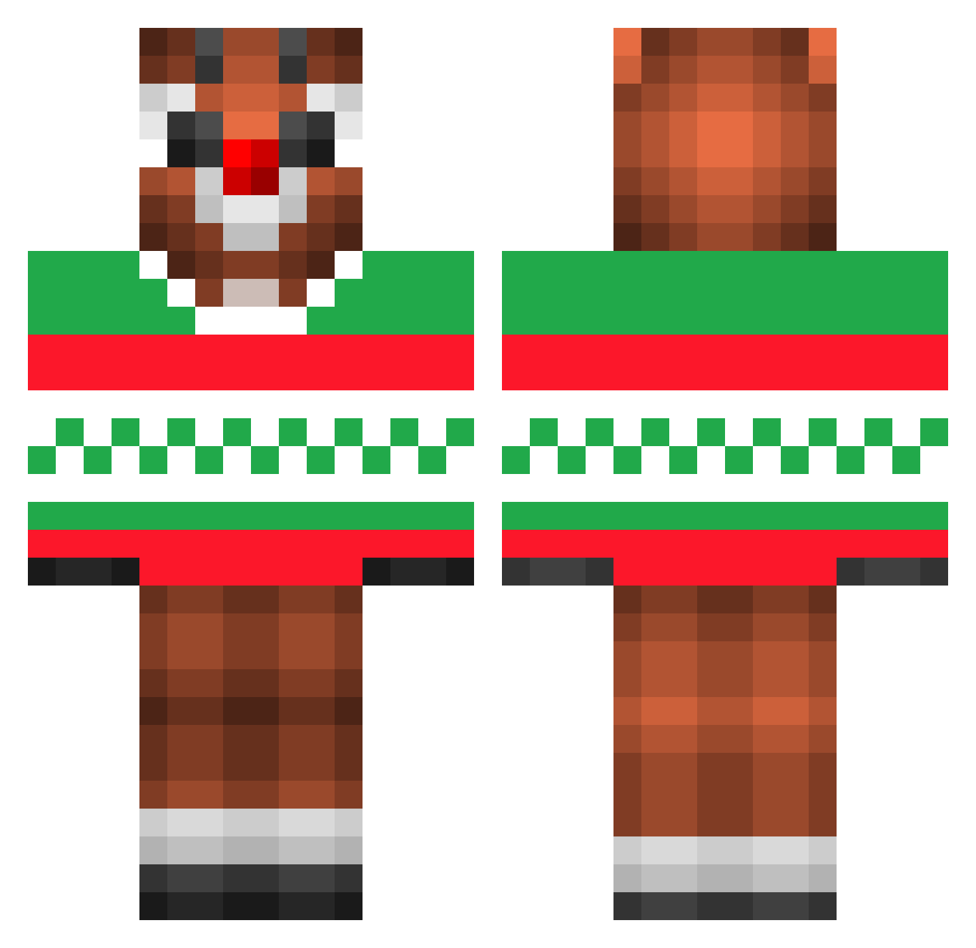 DarkoBW Minecraft skin, front and back view