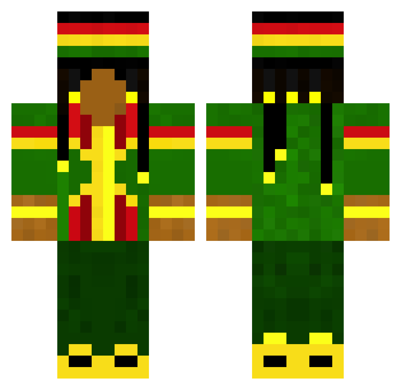 Interact Minecraft skin, front and back view