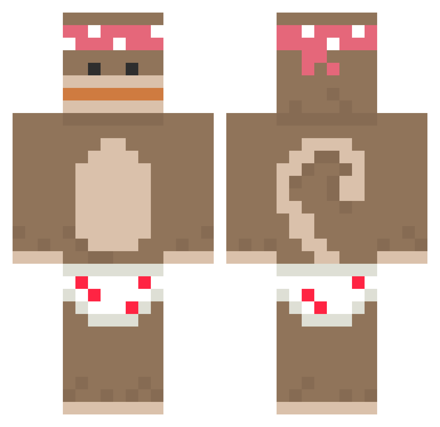 MrFishFace Minecraft skin, front and back view