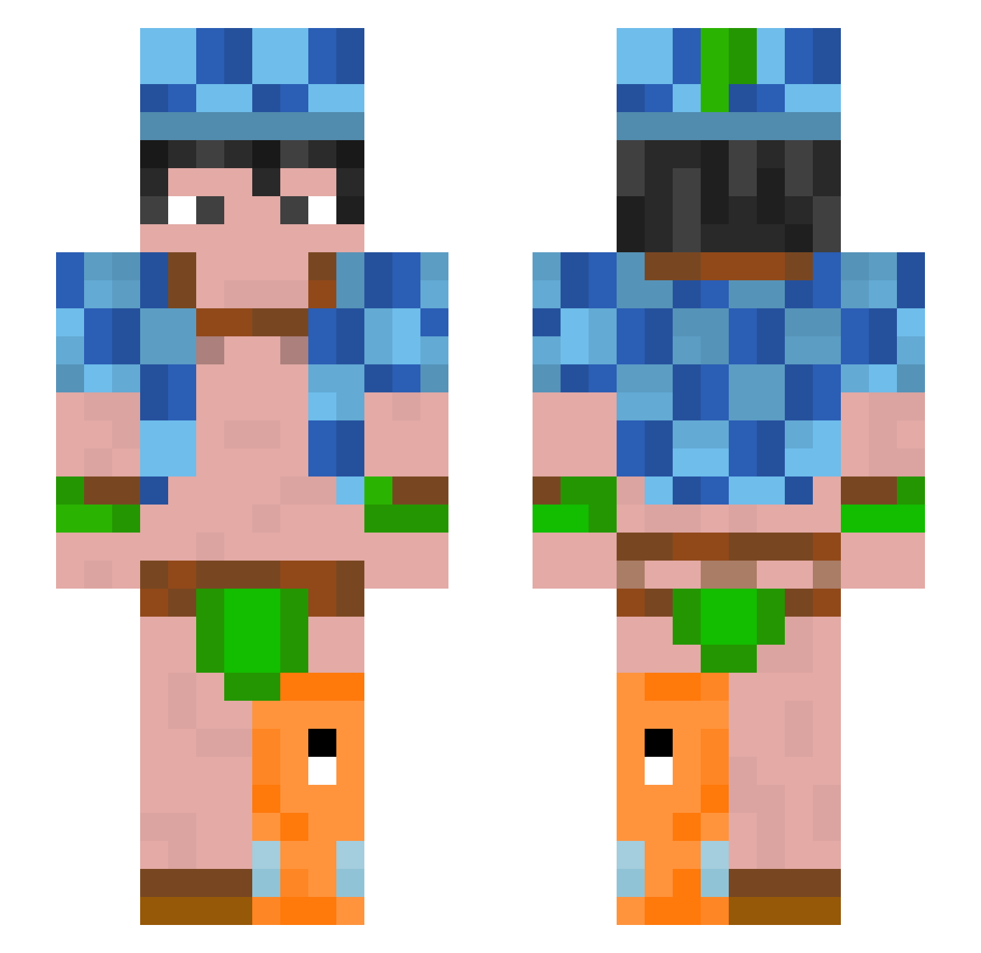 survivorr Minecraft skin, front and back view