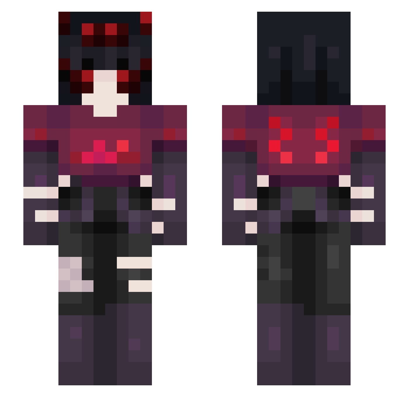 DarkyZrope Minecraft skin, front and back view