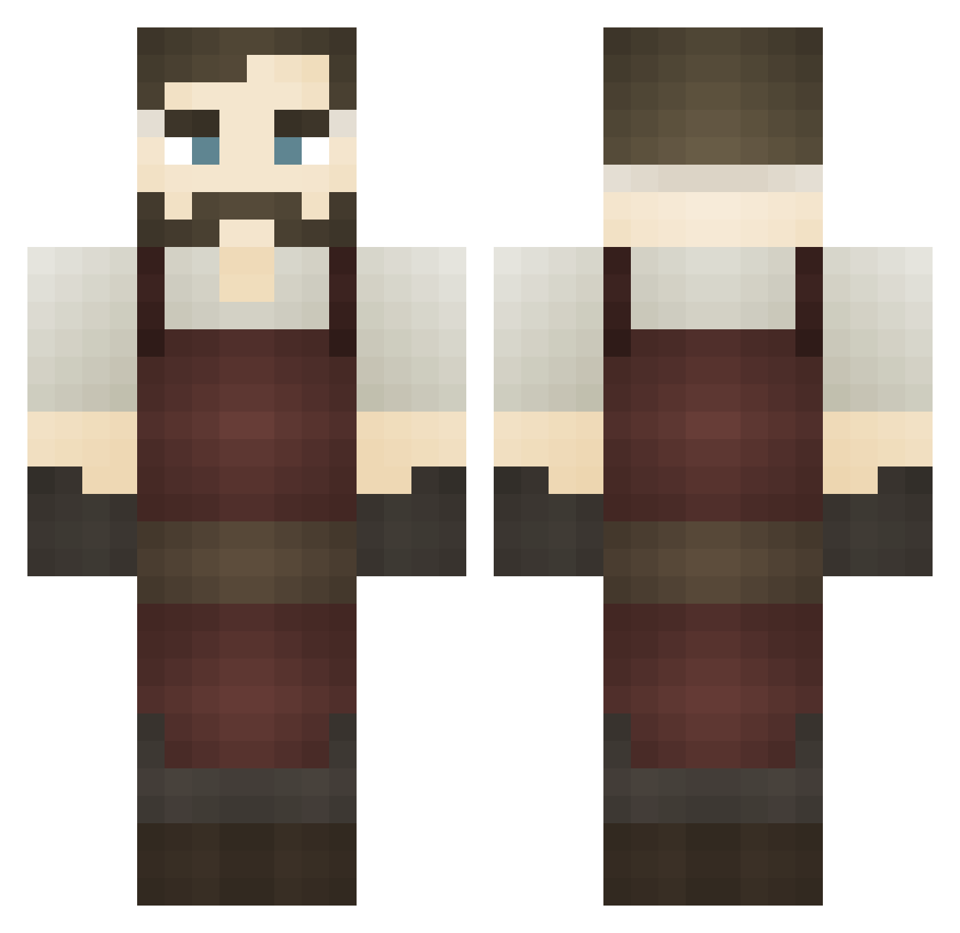 MaxBurrns Minecraft skin, front and back view