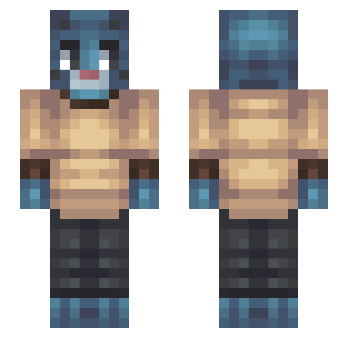 Friend404 Minecraft skin, front and back view