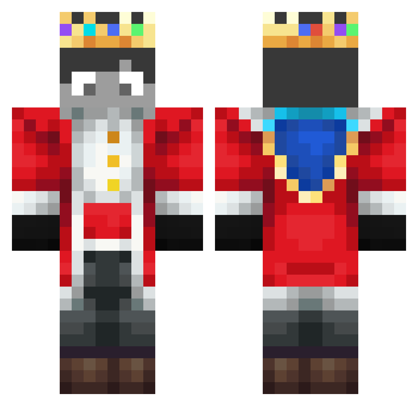 BisD0 Minecraft skin, front and back view