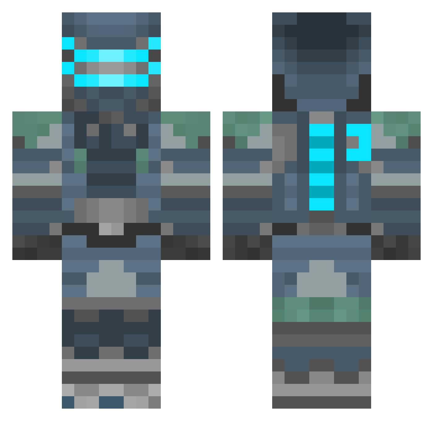 Lewis13 Minecraft skin, front and back view