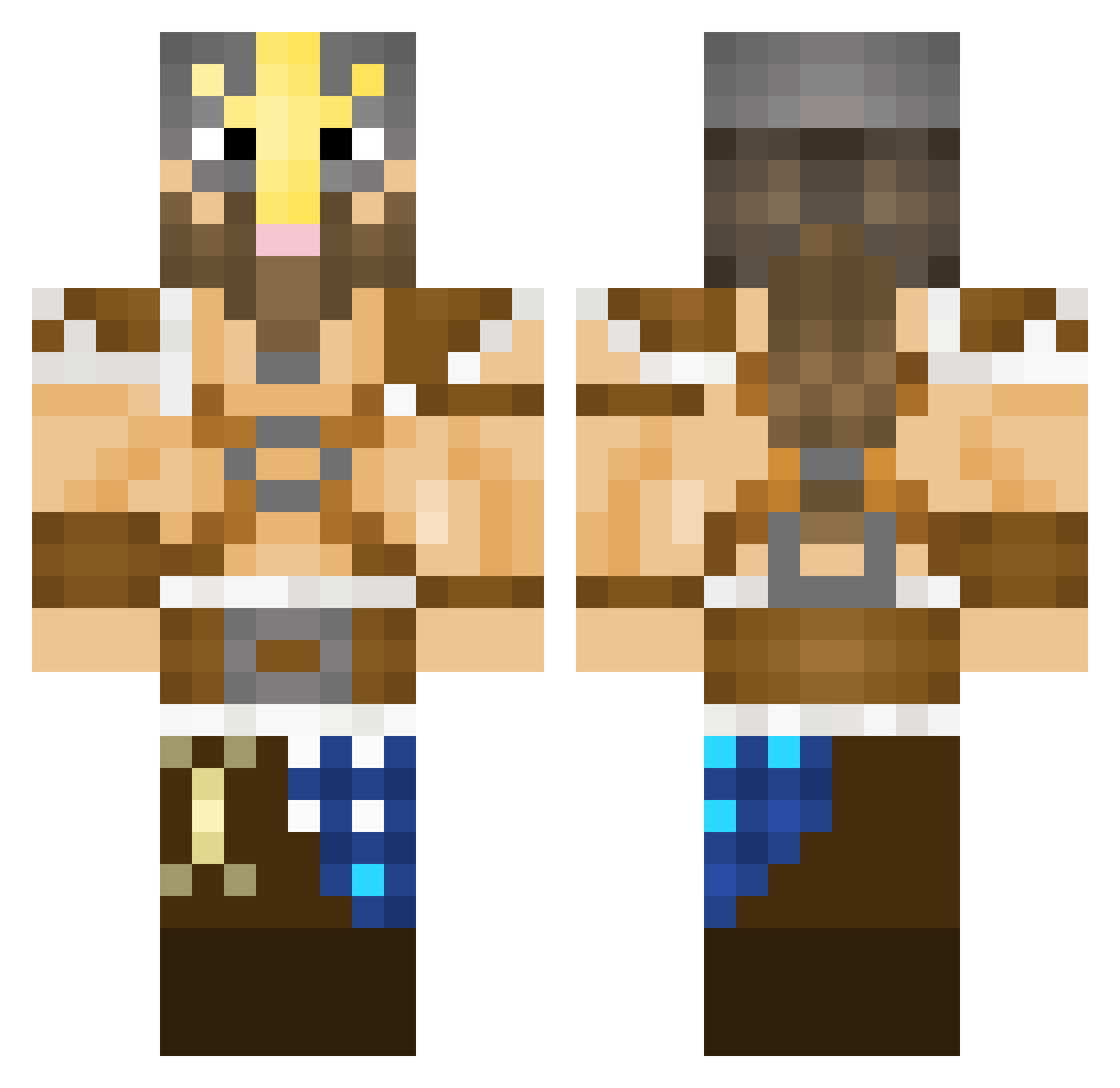 To2ler Minecraft skin, front and back view