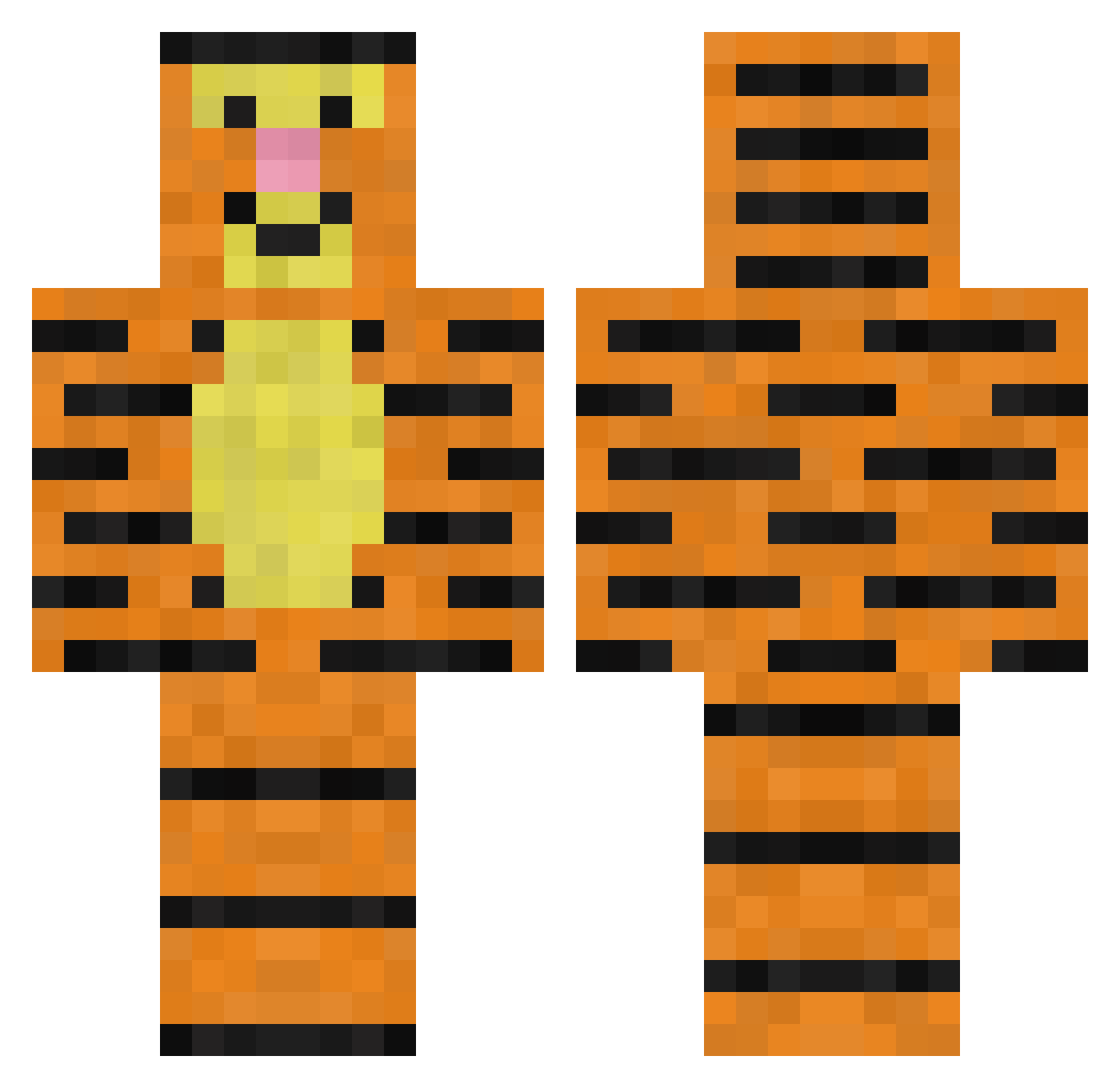 Attributes Minecraft skin, front and back view