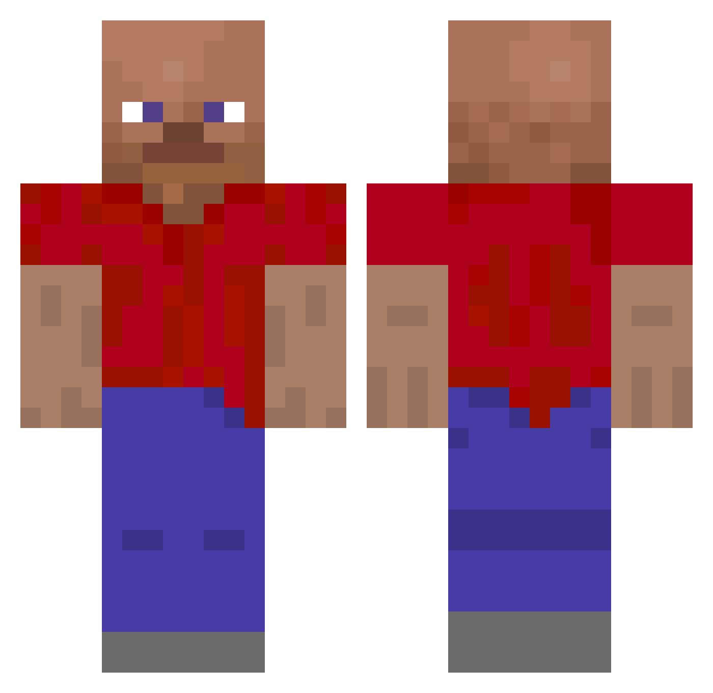 Mewdy Minecraft skin, front and back view