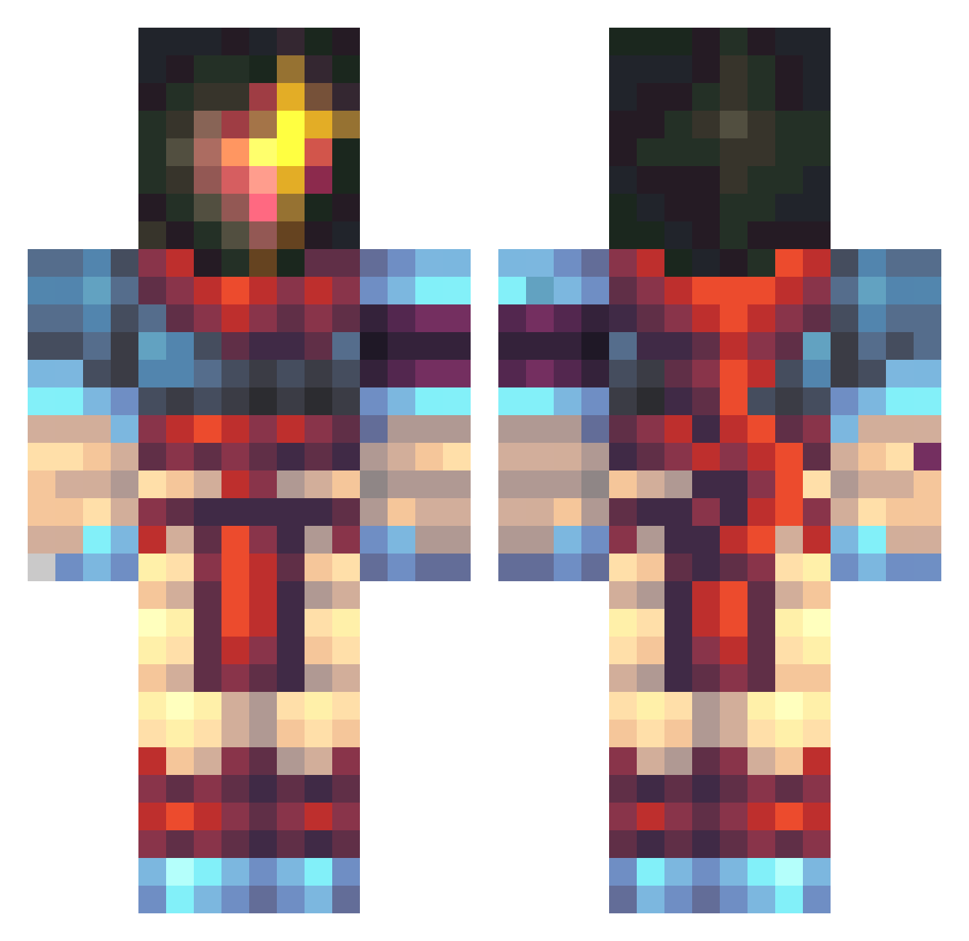 Eezmmji Minecraft skin, front and back view