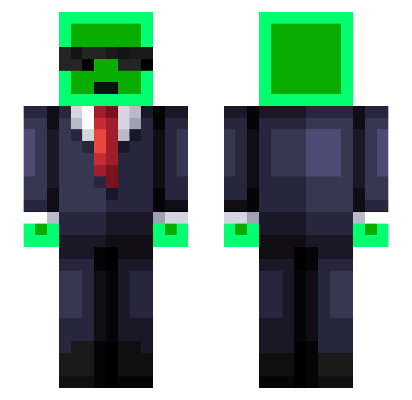 BLOB1N Minecraft skin, front and back view