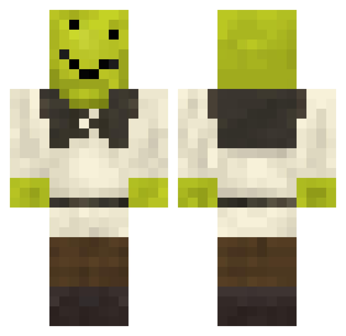 Pulverating Minecraft skin, front and back view