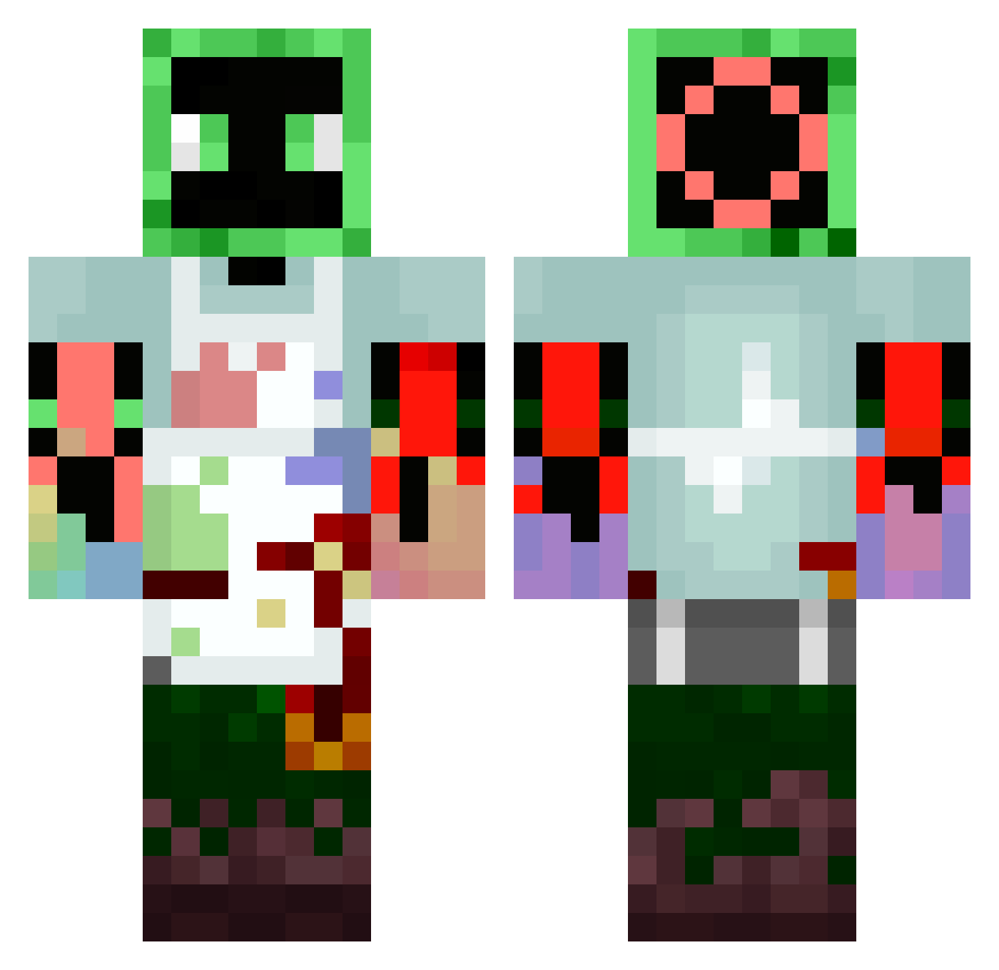 dropizka Minecraft skin, front and back view