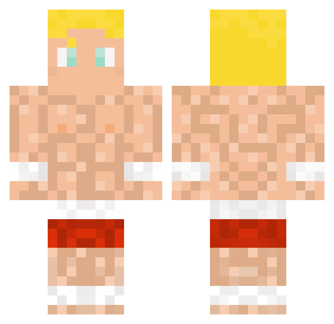 MelloWing Minecraft skin, front and back view