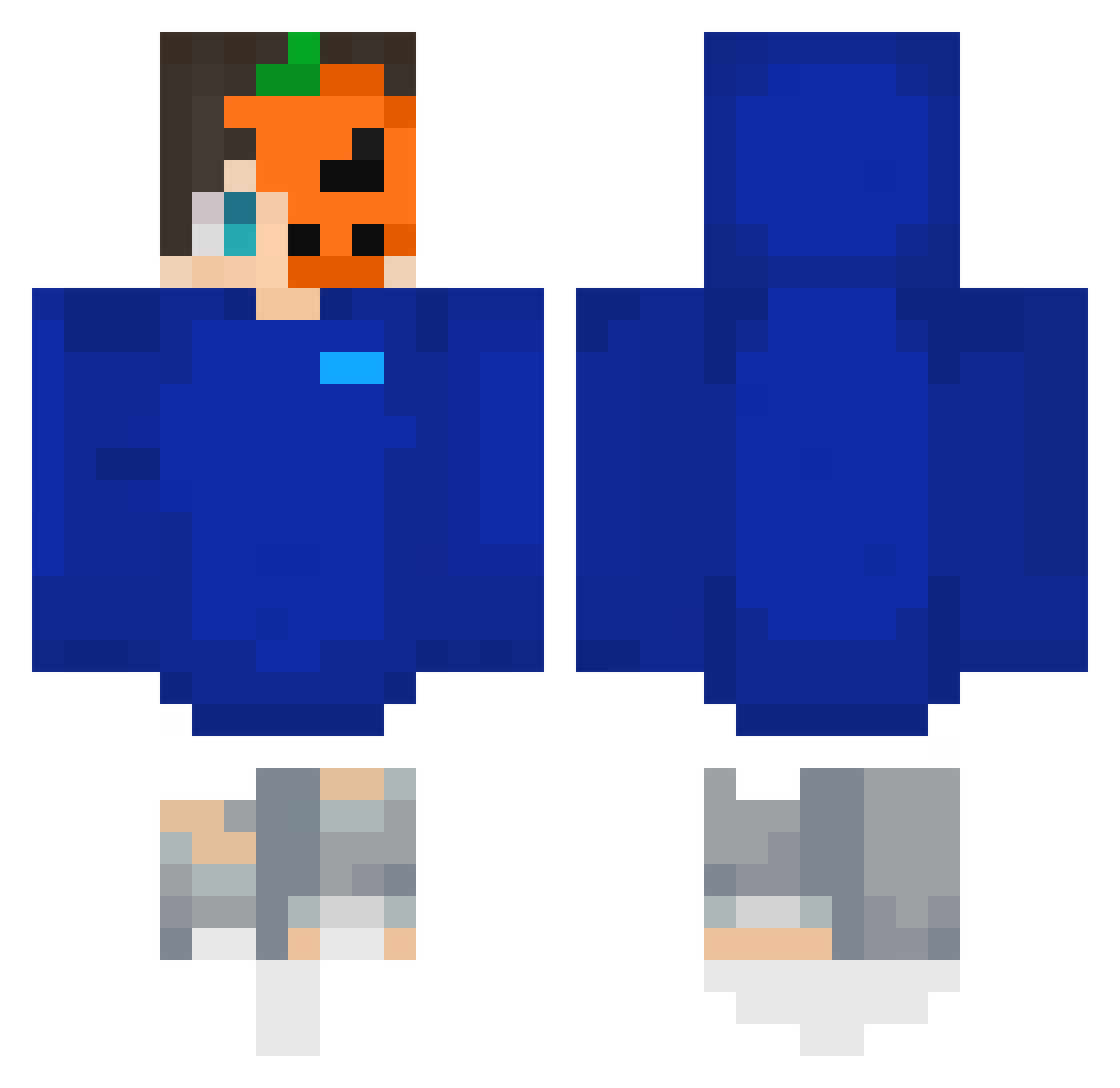 0nraj Minecraft skin, front and back view