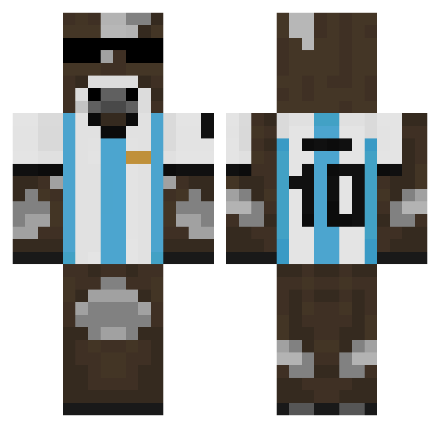 ReyEterno Minecraft skin, front and back view