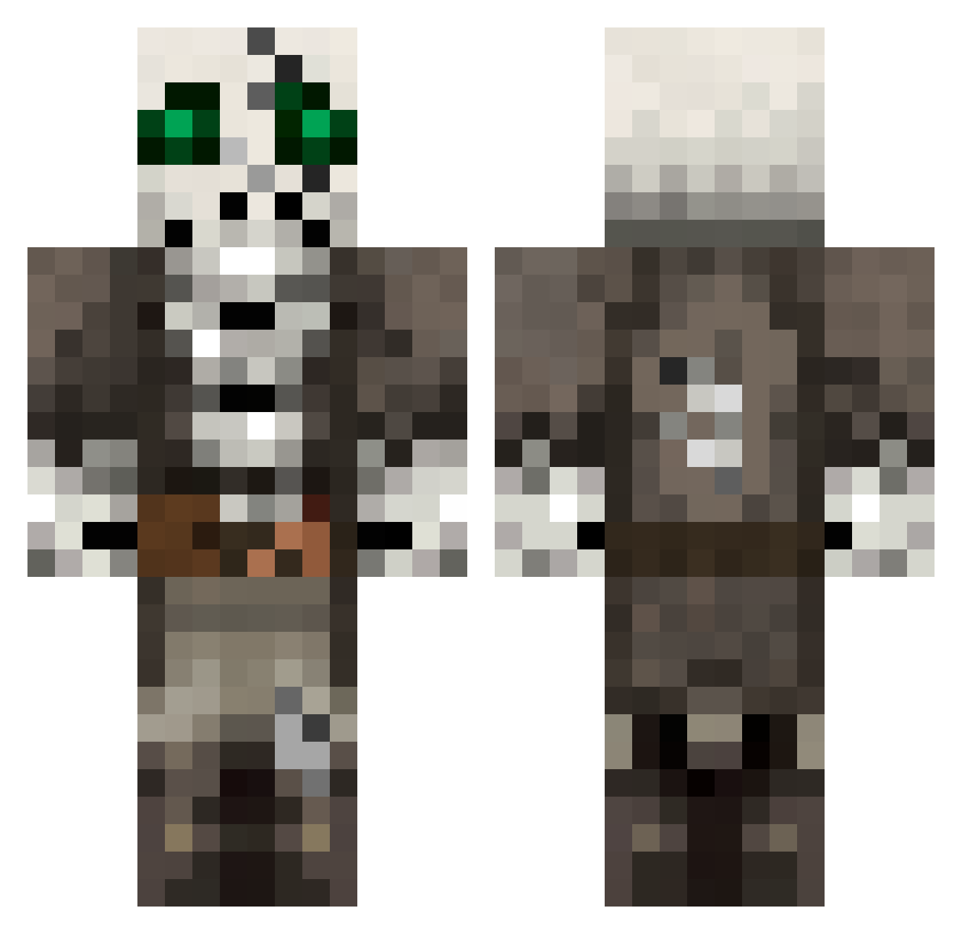 yBOBius Minecraft skin, front and back view