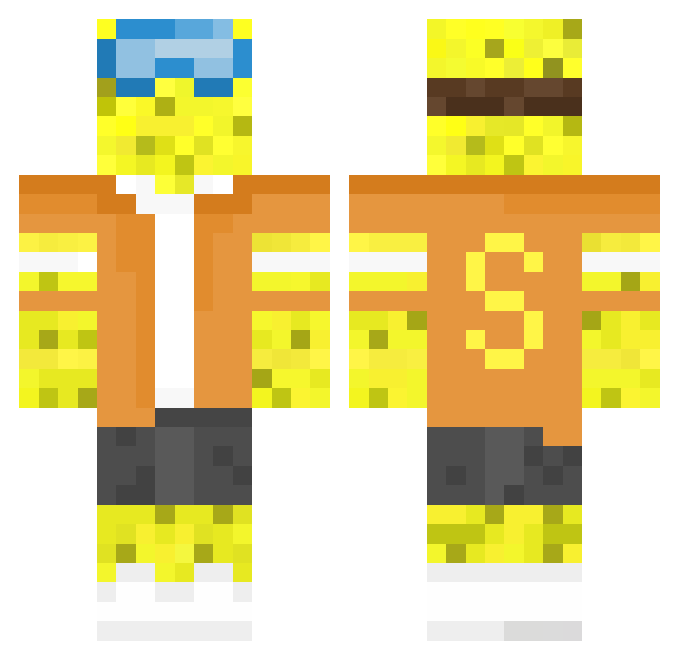 PotatoIsYodas Minecraft skin, front and back view