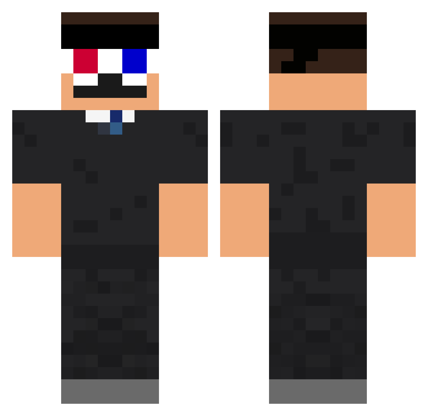 Insane_mode Minecraft skin, front and back view