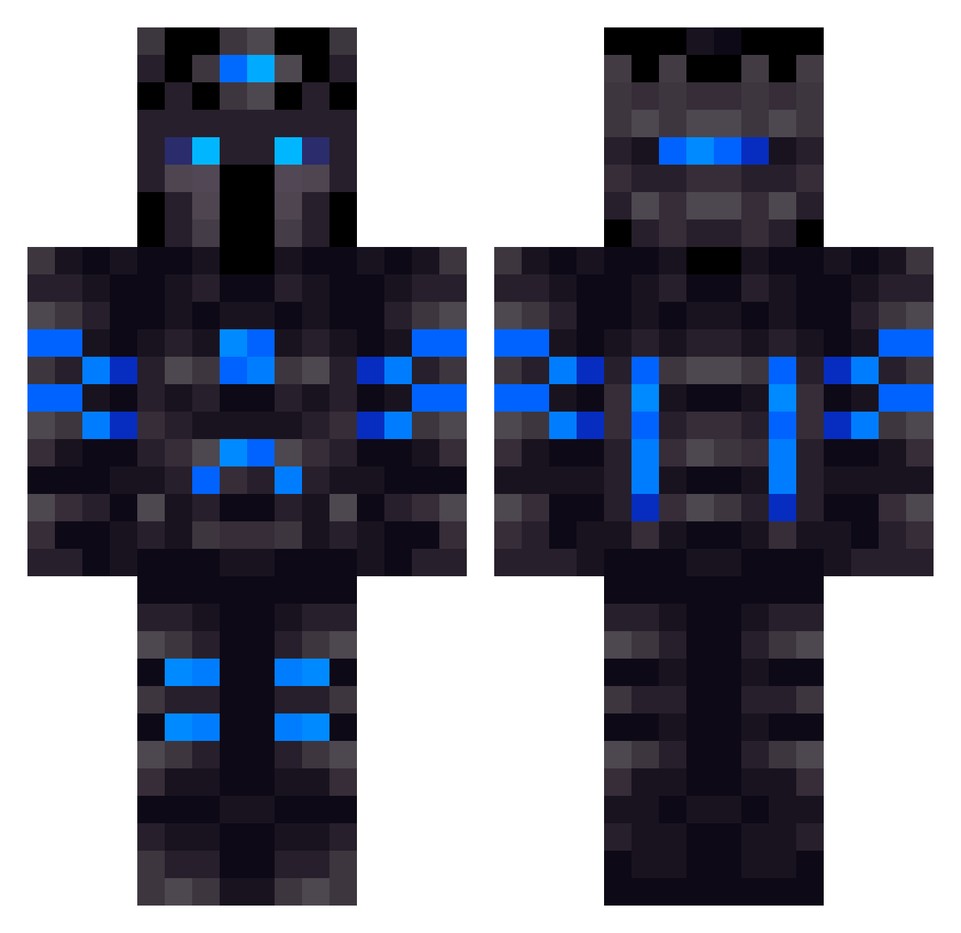 bloo_o Minecraft skin, front and back view