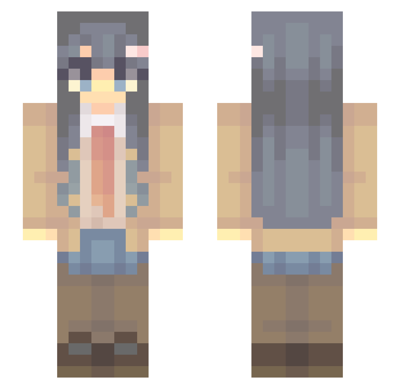 jayrryR Minecraft skin, front and back view