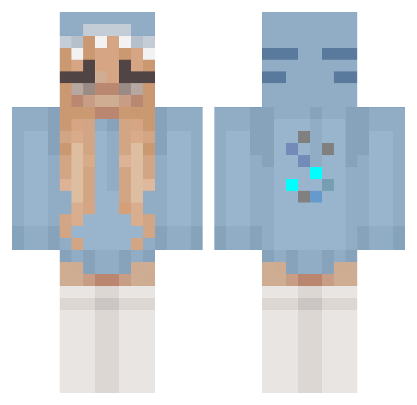 SaltyToesss Minecraft skin, front and back view
