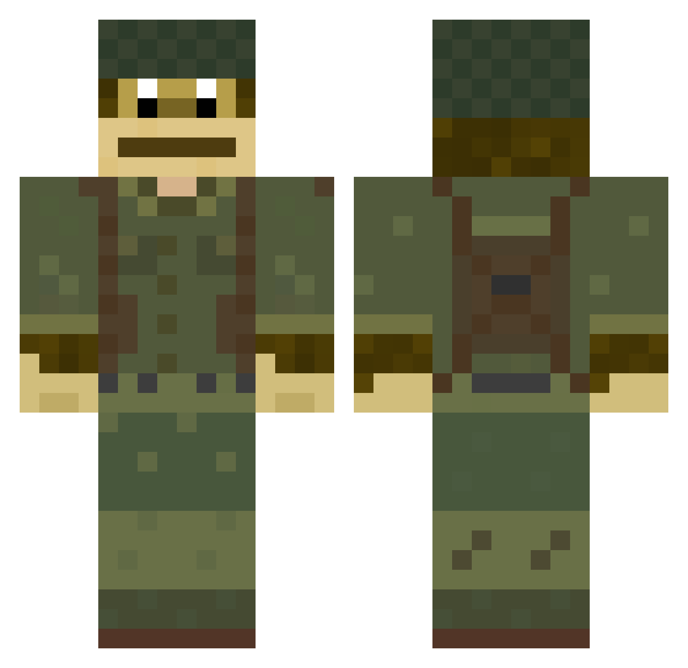 Chimpanzershreck Minecraft skin, front and back view