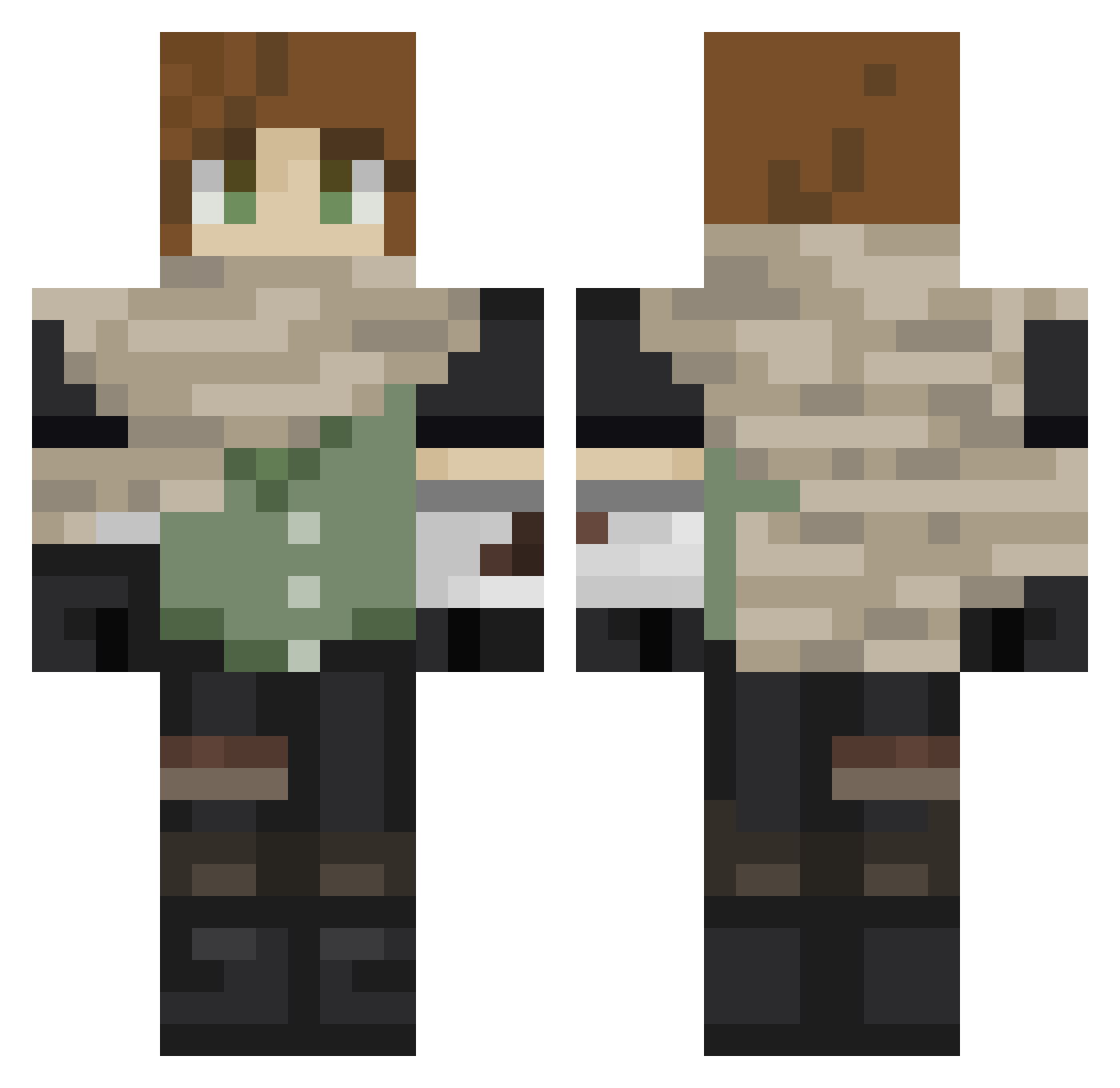 LaPiranitienne Minecraft skin, front and back view