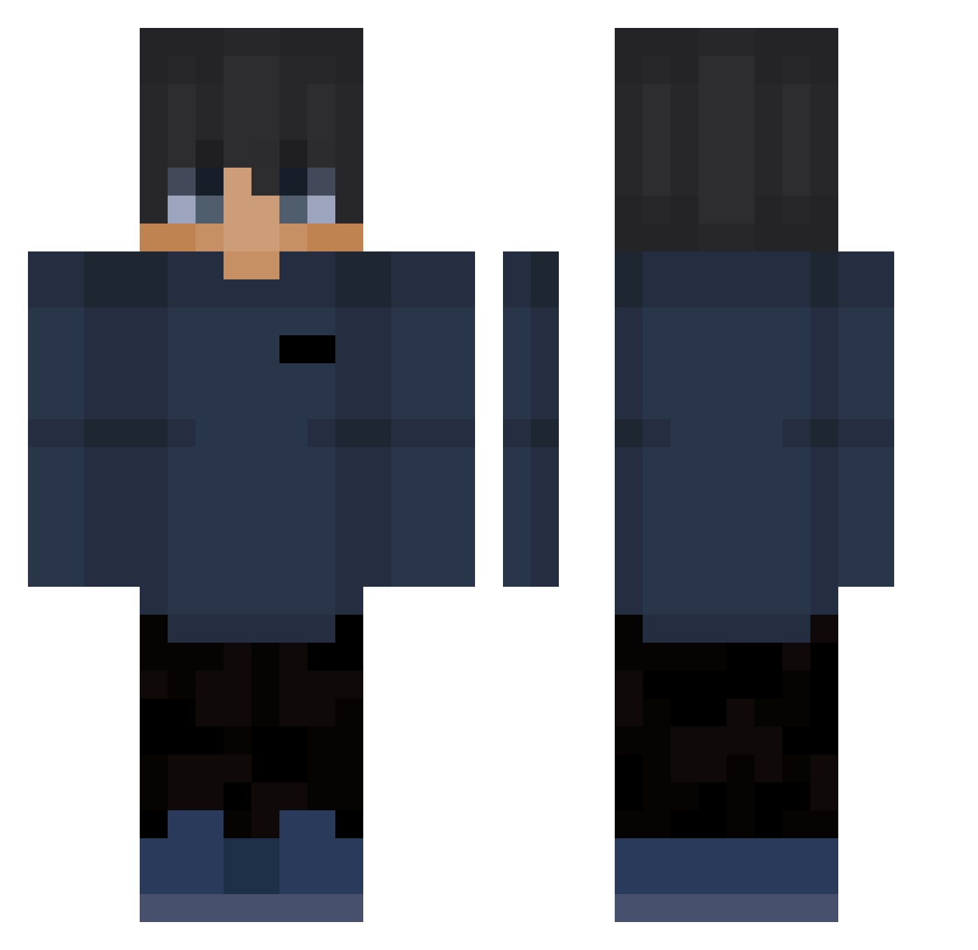 Rqsmuu Minecraft skin, front and back view