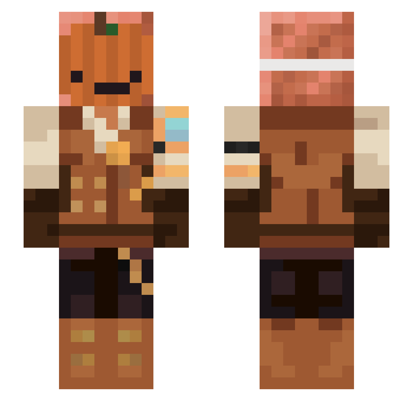 Dyniek001 Minecraft skin, front and back view