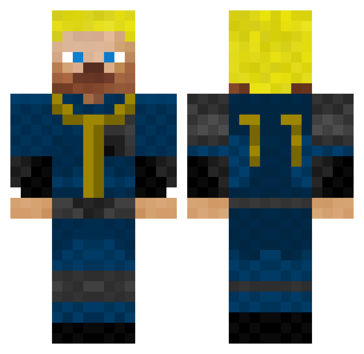 Unsanitary Minecraft skin, front and back view