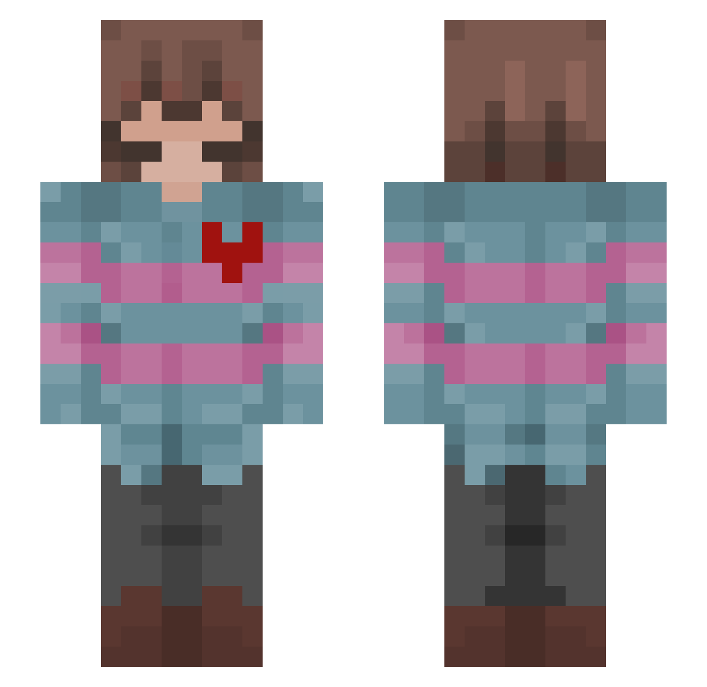 zacoh Minecraft skin, front and back view