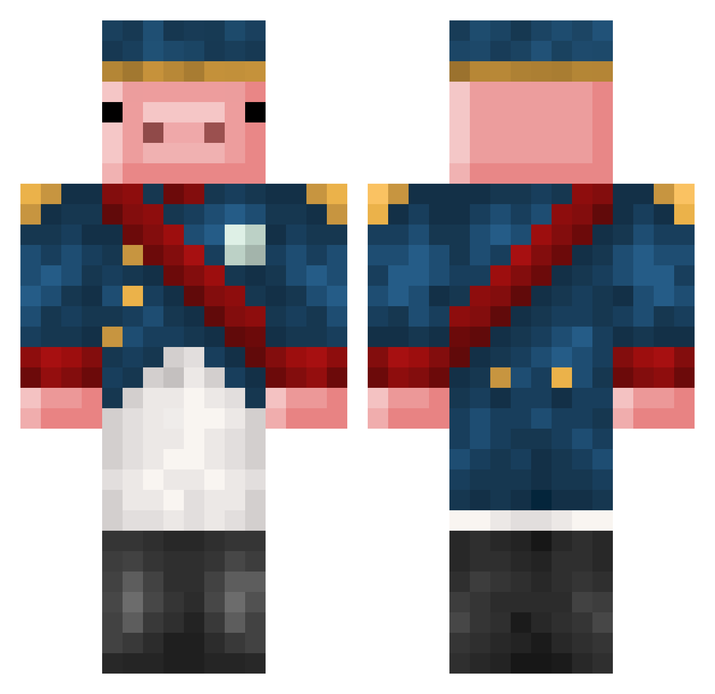 h0wnexz Minecraft skin, front and back view