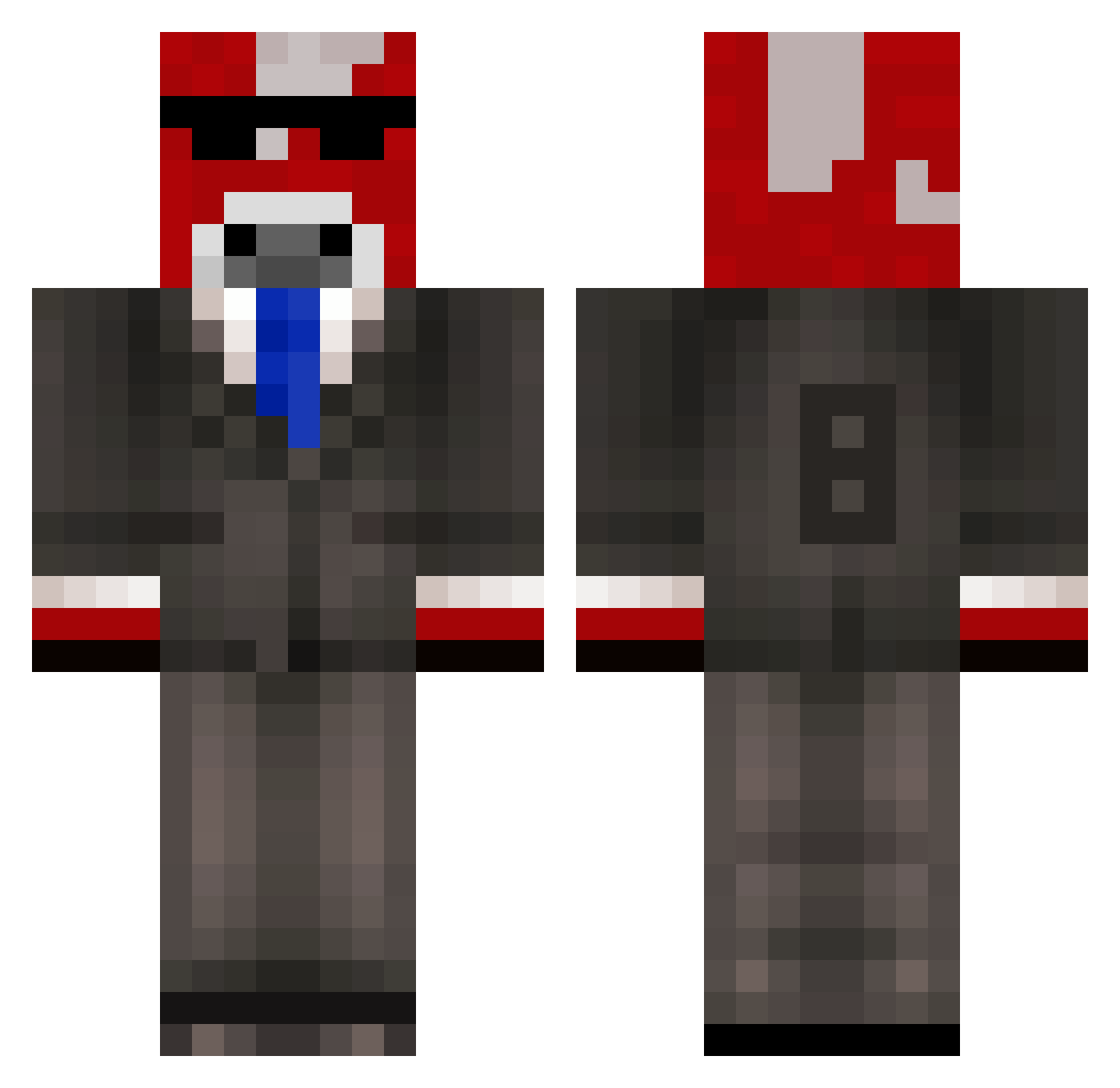 Jack12810 Minecraft skin, front and back view