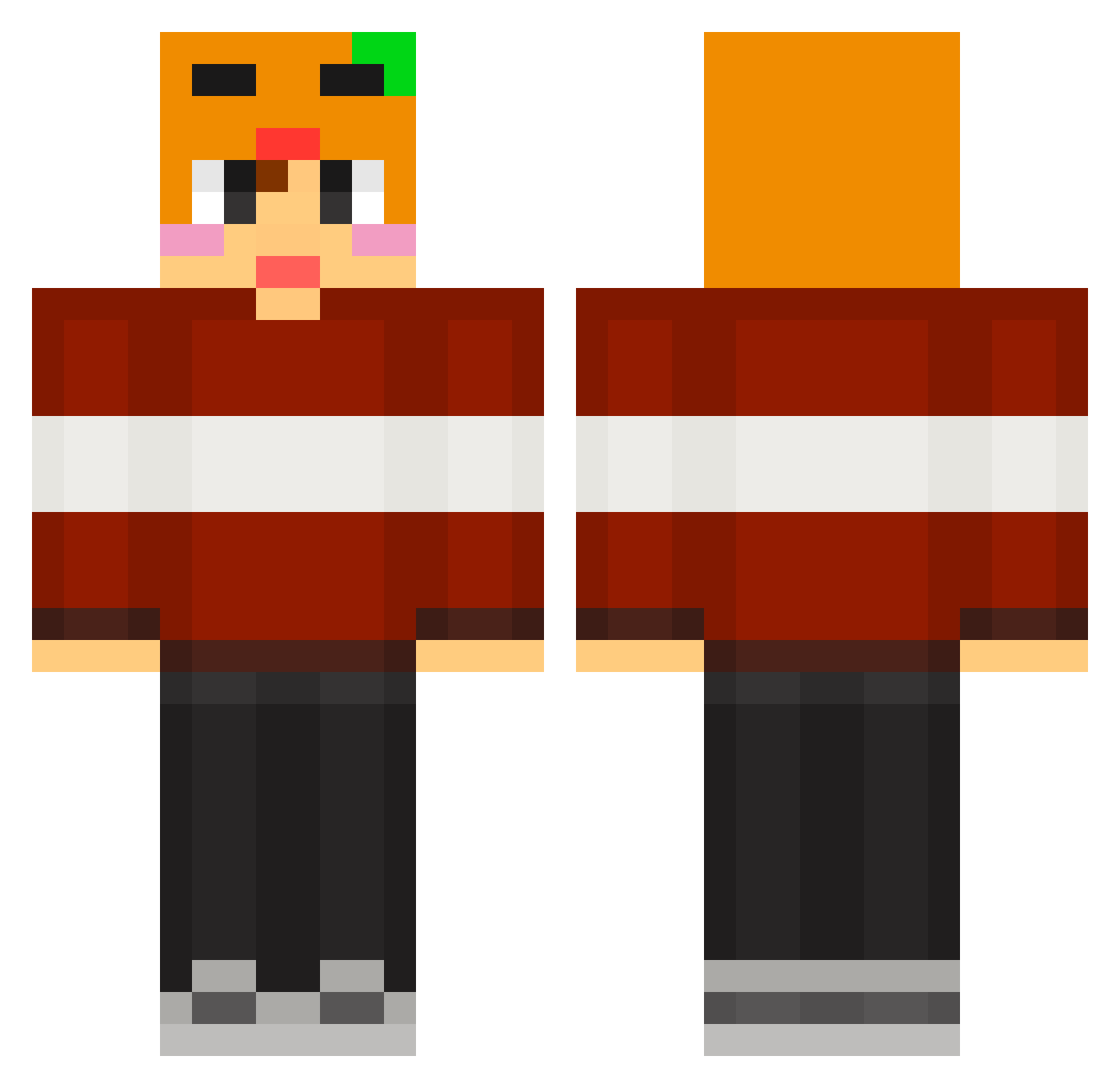 abracanoodle Minecraft skin, front and back view
