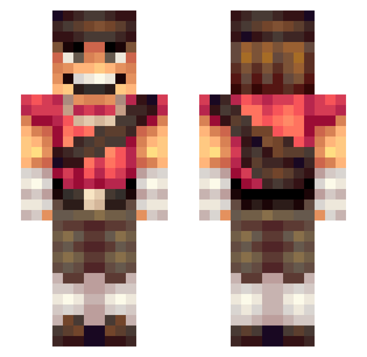 rowanwc Minecraft skin, front and back view