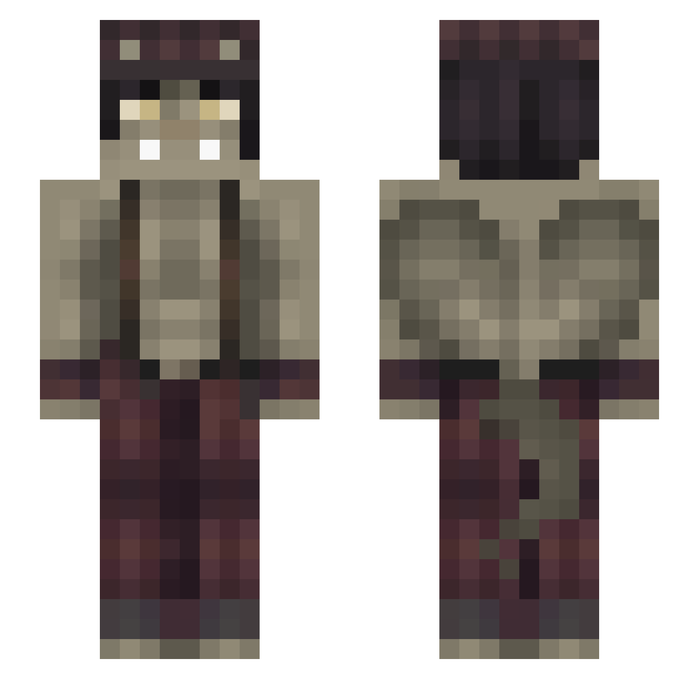 Mukbanger Minecraft skin, front and back view