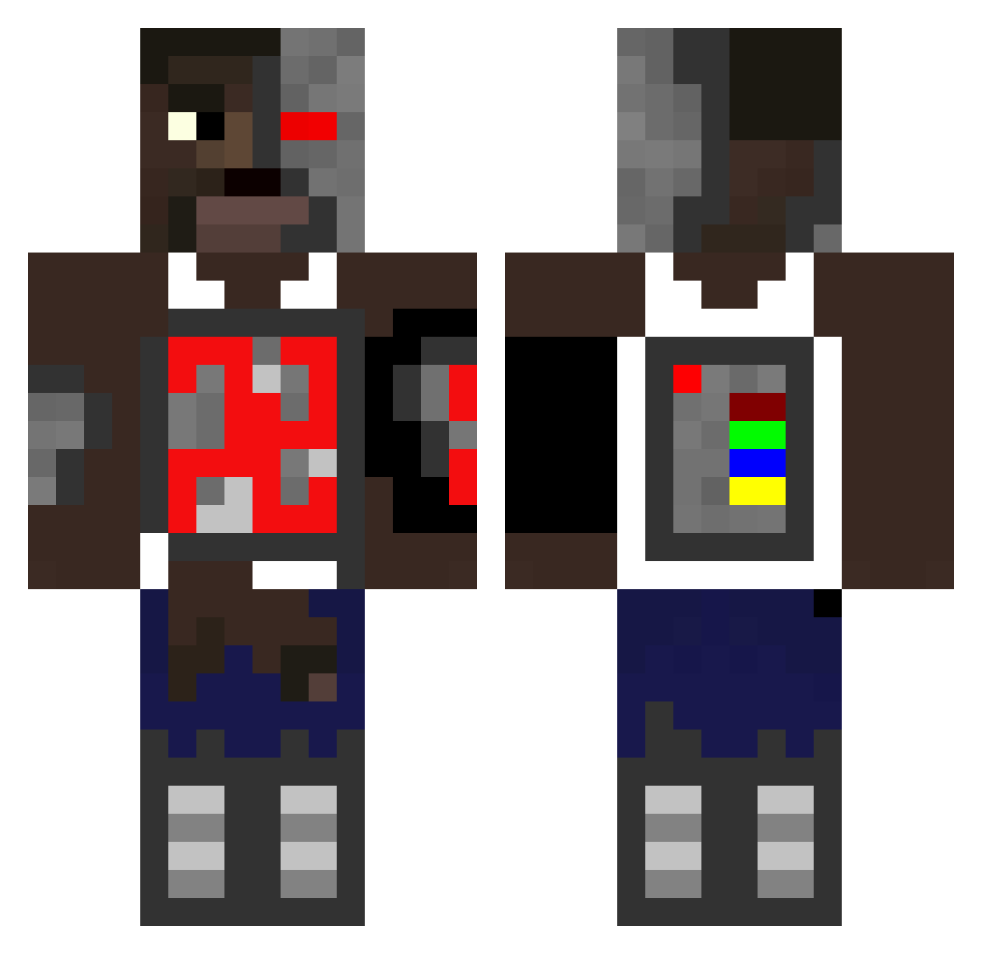 pepitodug Minecraft skin, front and back view