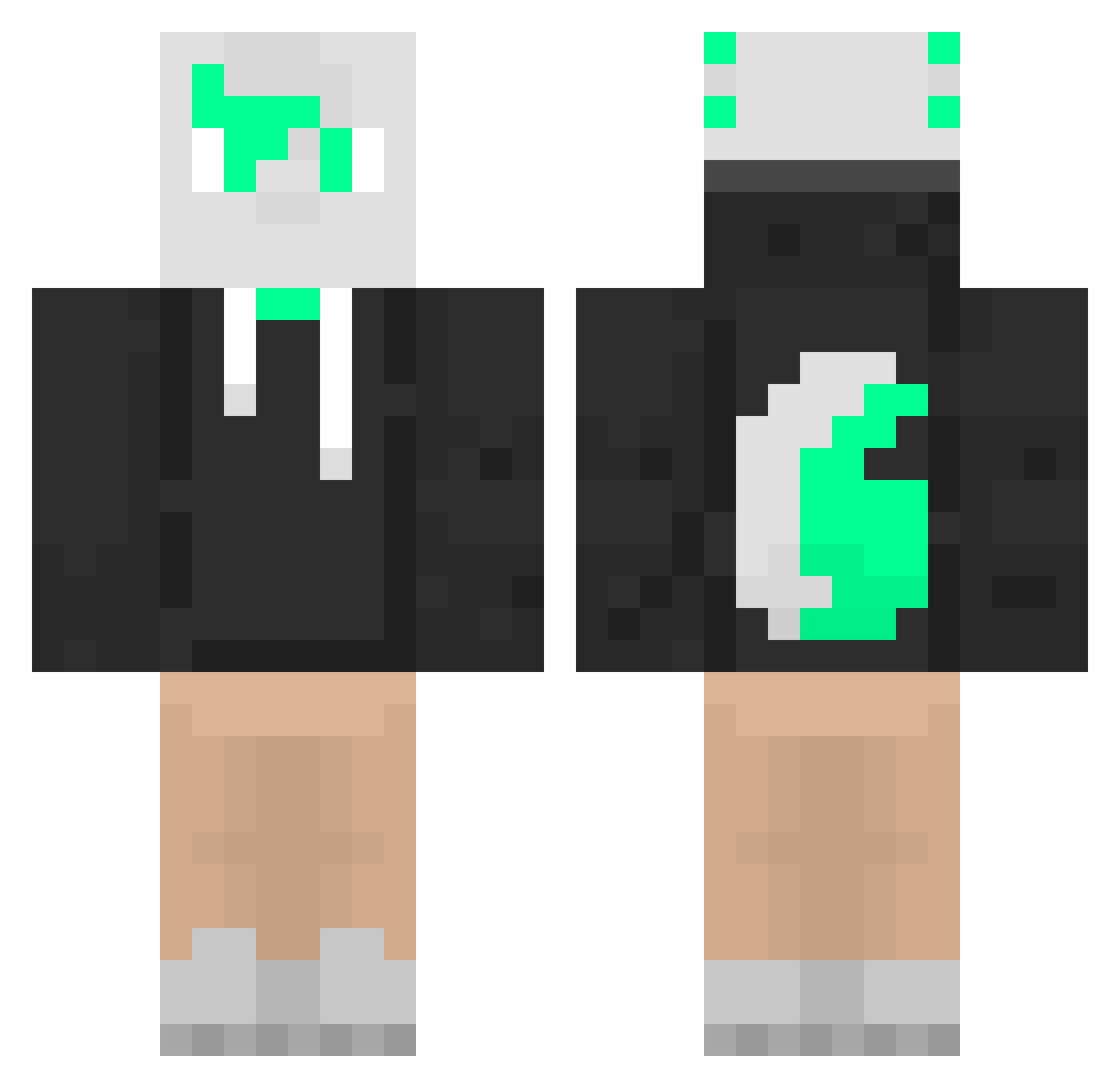 Skullwasa Minecraft skin, front and back view