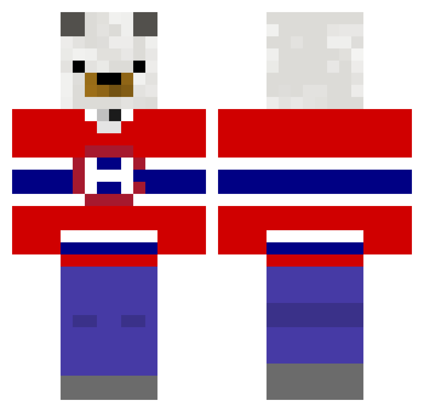 2hy5 Minecraft skin, front and back view
