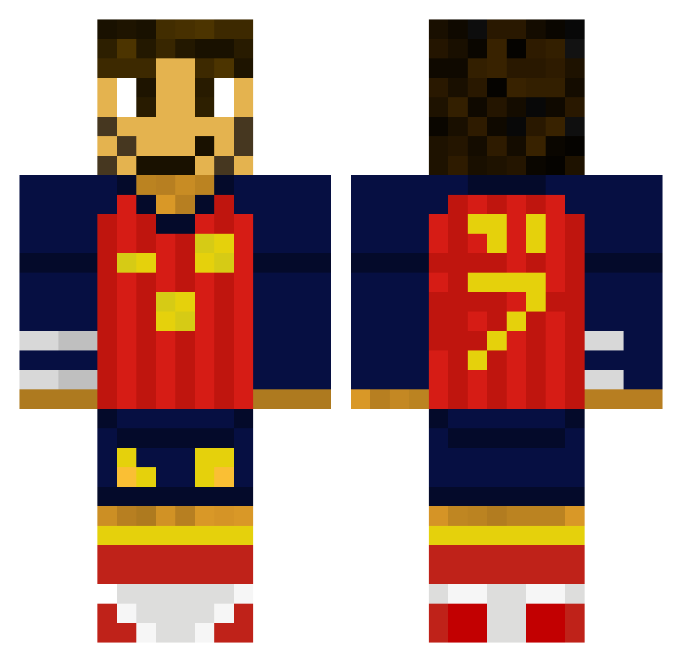 gnuez Minecraft skin, front and back view