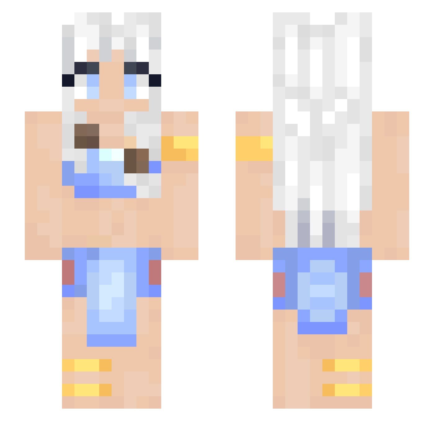 TroubledGalaxy Minecraft skin, front and back view