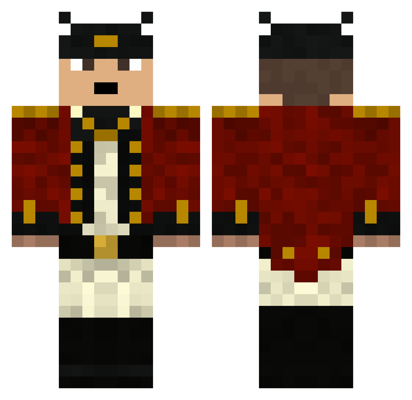 Lukey13 Minecraft skin, front and back view