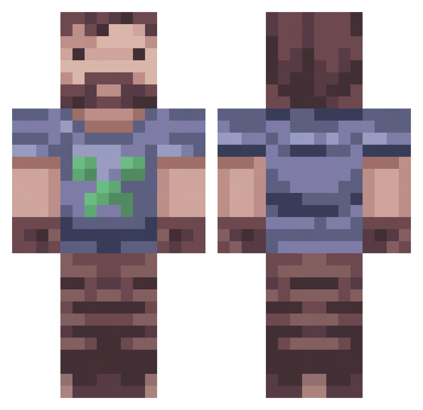 Markowave Minecraft skin, front and back view
