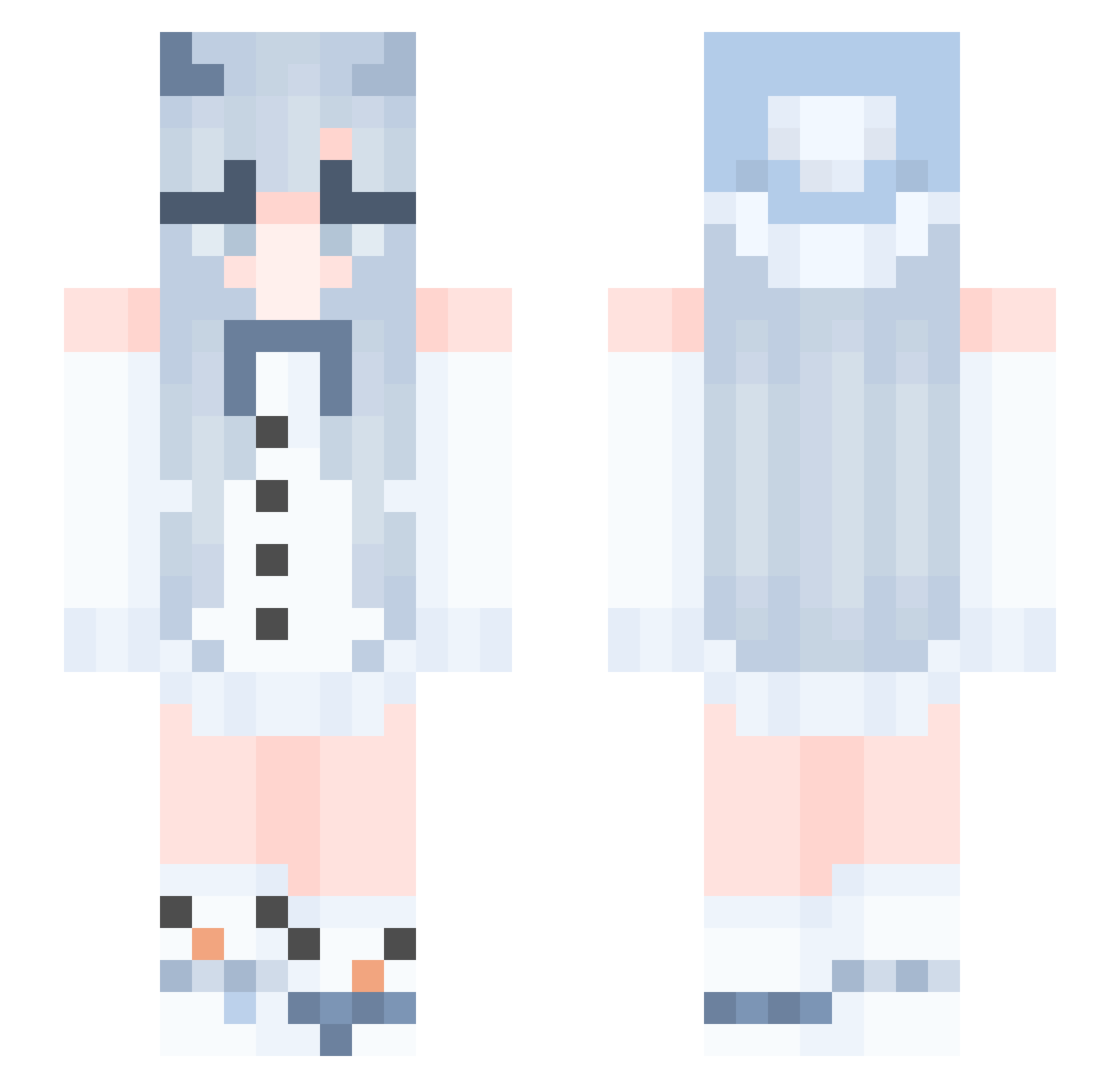 Addia Minecraft skin, front and back view