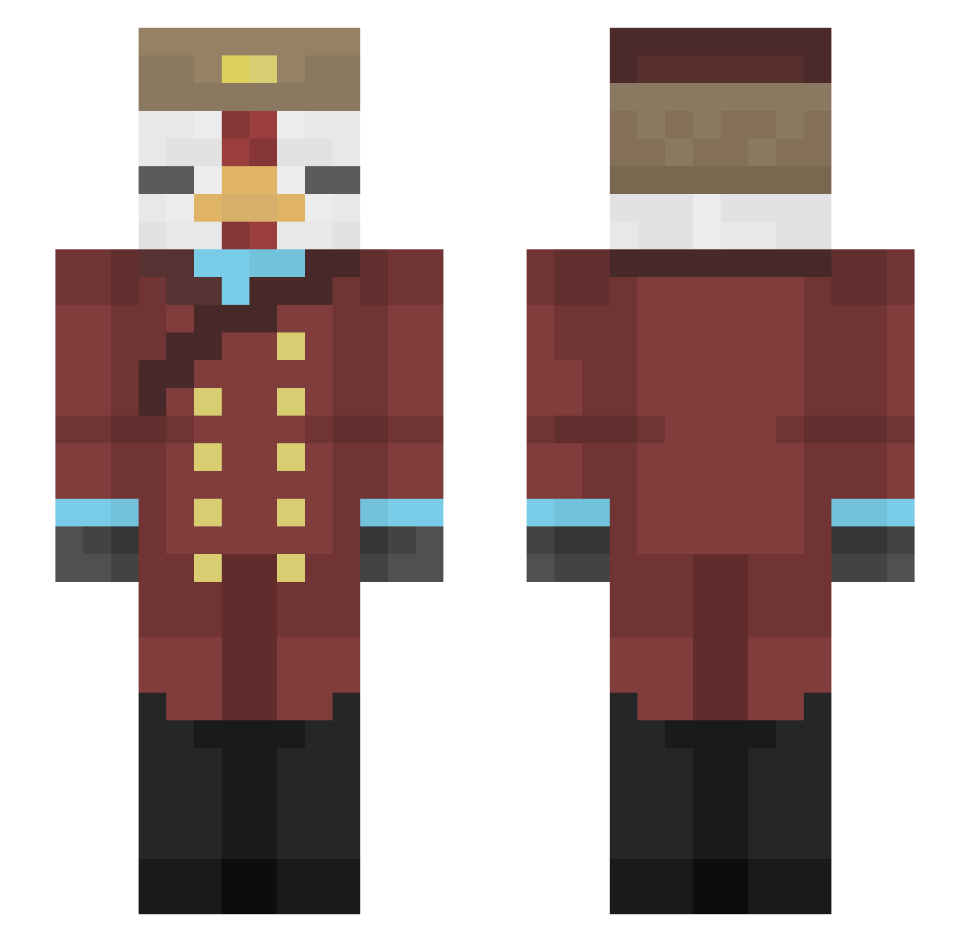 fist4vengeance Minecraft skin, front and back view