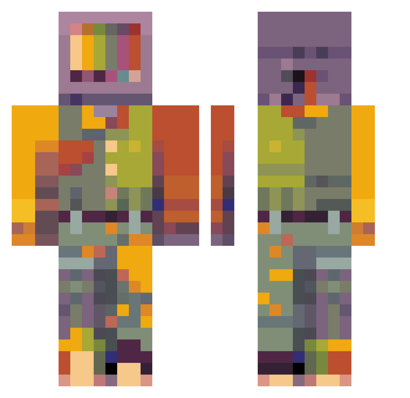 POPTOPICA Minecraft skin, front and back view